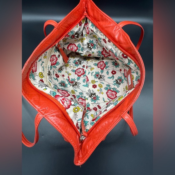 Latico NJ USA Vibrant Orange Leather Tote Shoulder Bag - Picture 12 of 13